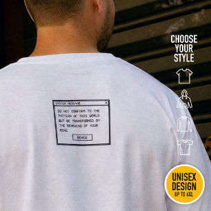 T-shirt Romains 12:2 Fenêtre d'alerte informatique noir et
