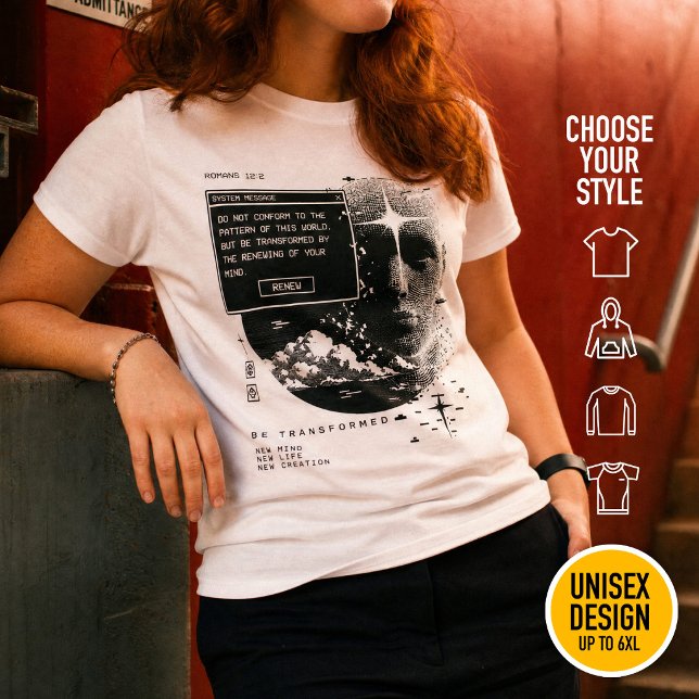 T-shirt Romains 12:2 Ne vous conformez pas Retrowave chrét (Heavyweight Streetwear Christian T-Shirts & available oversize 3XL, 4XL, 5XL, 6XL. Choose your style)