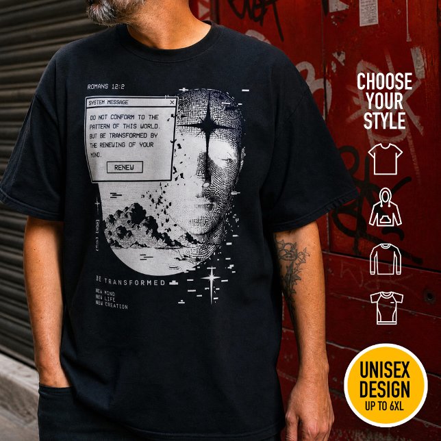 T-shirt Romains 12:2 Renouveler Votre Système de Message M (Heavyweight Streetwear Christian T-Shirts & available oversize 3XL, 4XL, 5XL, 6XL. Choose your style)