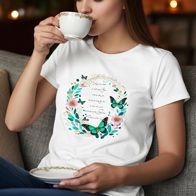 T-shirt Romains 8:28 Fleurs et papillons  (Créateur téléchargé)