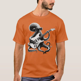 T-shirt Roman de poulpe de guitare Nouveauté Bande de musi