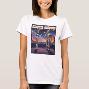 T-shirt Romance IA drôle Féminin Humain et Robot Masculin