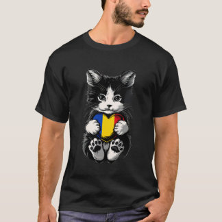 T-shirt Romania Chat Mignon Cœur Drapeau Roumain Racine Ro