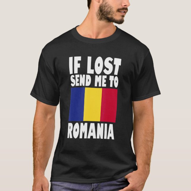 T-shirt Romania Flag Design  If lost send me to Romania (Devant)
