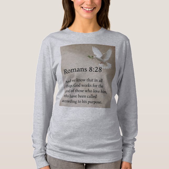 T-shirt Romans 8:28 Bible Verse Women's Long Sleeve Tee (Devant)
