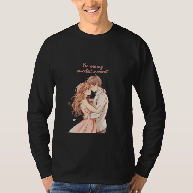 T-shirt Romantic Anime Couple - Sweet Valentine Moment (Devant)