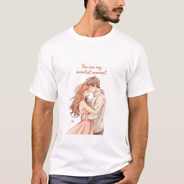 T-shirt Romantic Anime Couple - Sweet Valentine Moment (Devant)