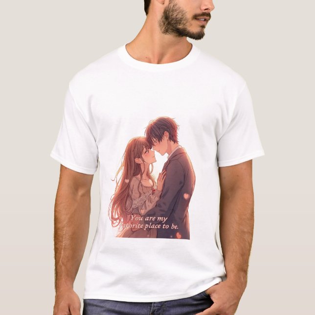 T-shirt Romantic Anime Couple - Valentine's Day  Aesthetic (Devant)