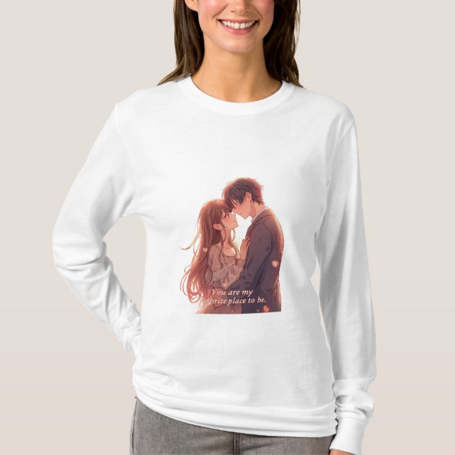 T-shirt Romantic Anime Couple - Valentine's Day  Aesthetic (Devant)