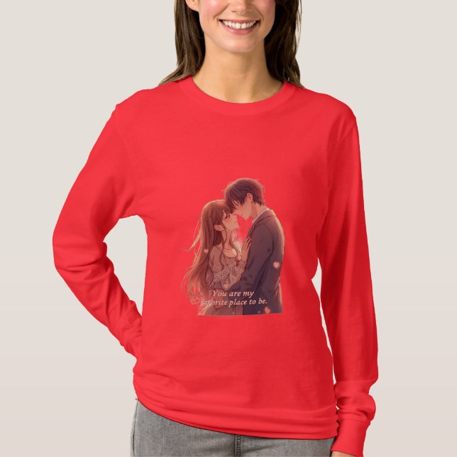 T-shirt Romantic Anime Couple - Valentine's Day  Aesthetic (Devant)