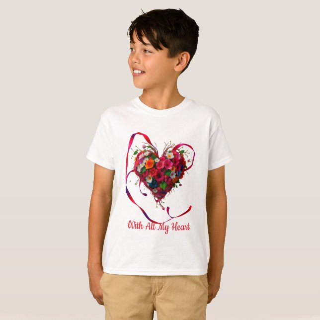 T-shirt Romantic Floral Heart (Devant entier)
