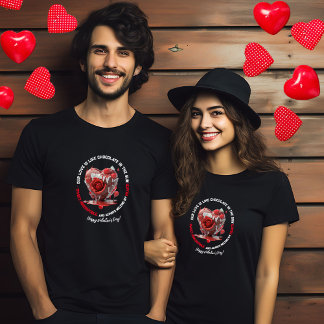 T-shirt Romantic Funny Red Melting Heart Saint Valentin
