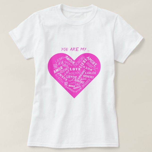 T-shirt romantique d'amour du coeur (Design devant)