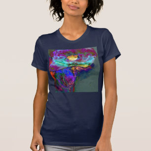 T-shirt Romantique élégant violet turquoise peinture de fl