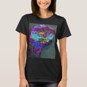 T-shirt Romantique élégant violet turquoise peinture de fl