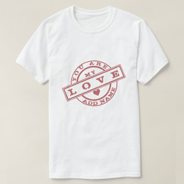 T-Shirt Romantique Nom Personnalisé (Design devant)