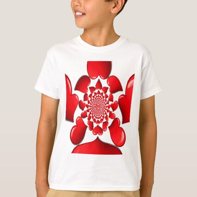 T-shirt Romantique Red Hearts Art Motif Imprimer (Devant)