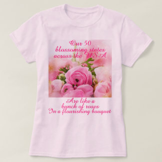 T-shirt Romantique Rose USA 50 Etats Patriotique rose femm