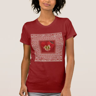T-shirt Romantique Rouge Fleur Coeur Design 4 Moments spéc