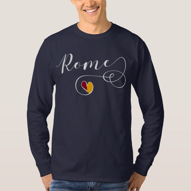 T-shirt Rome Coeur, Italie, Drapeau Romain, (Devant)