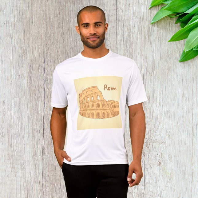 T-shirt Rome Colosseum Sketch Mens Actif (Créateur téléchargé)