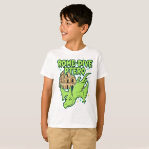 T-shirt Rome-Dive Ptero Cute Dinosaure & Colosseum Voyage 