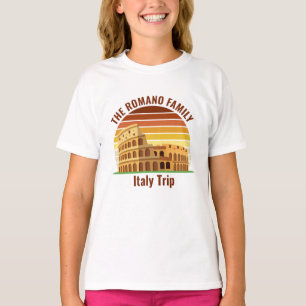 T-shirt Rome Italie Famille Voyage Colisée Coucher de sole