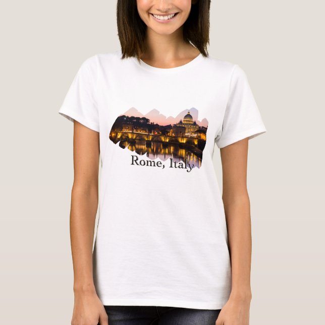 T-shirt Rome, Italie : La ville romantique de la nuit (Devant)
