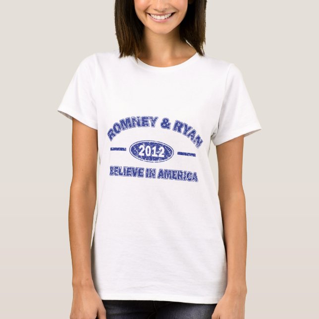 T-shirt Romney et Ryan croient en l'Amérique (Devant)