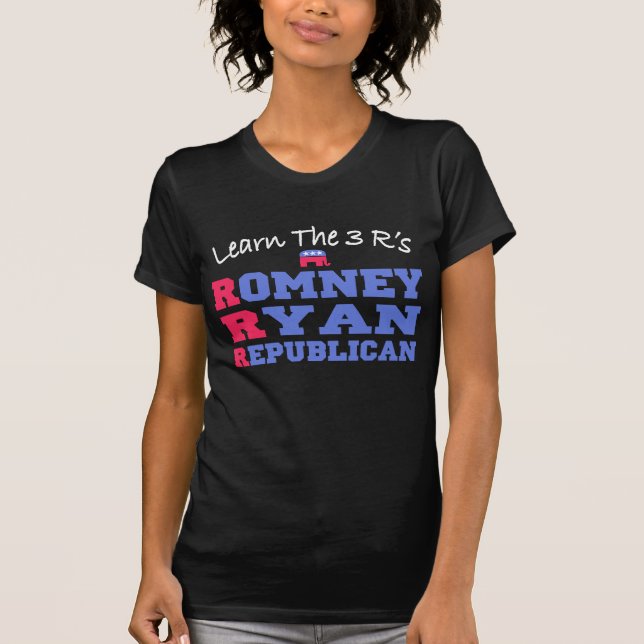 T-shirt Romney Ryan apprennent les 3 r (Devant)