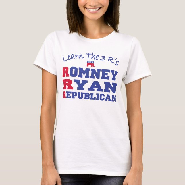 T-shirt Romney Ryan apprennent les 3 r (Devant)