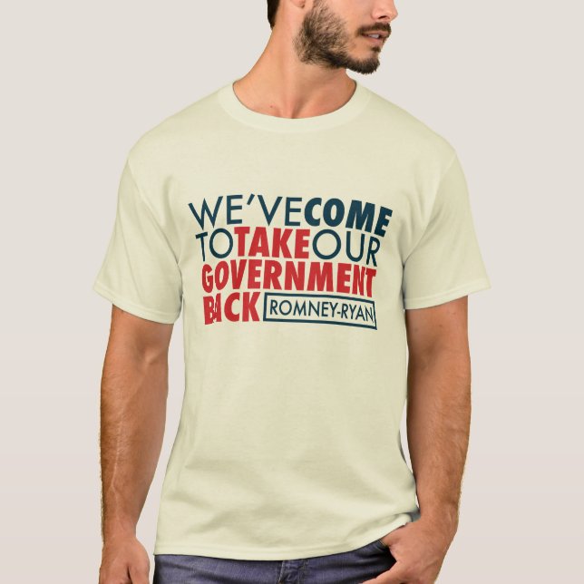 T-shirt Romney-Ryan rapportent le gouvernement (Devant)