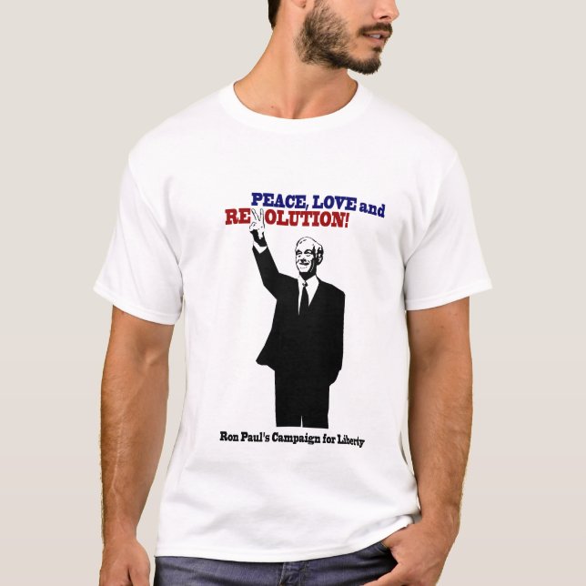 T-shirt Ron Paul - paix, amour et révolution ! (Devant)