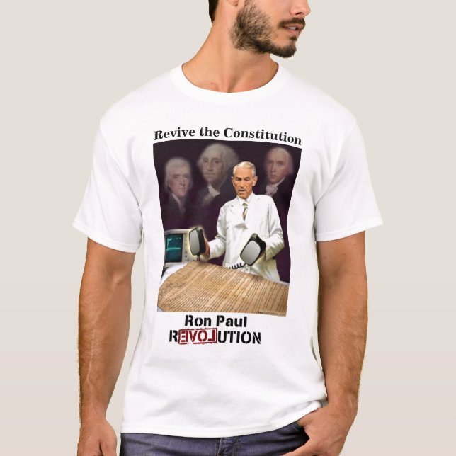 T-shirt Ron Paul : rétablissez la constitution (Devant)