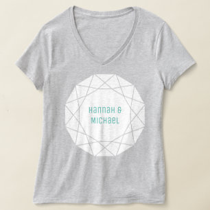 T-Shirt Rond à Diamants Géométriques