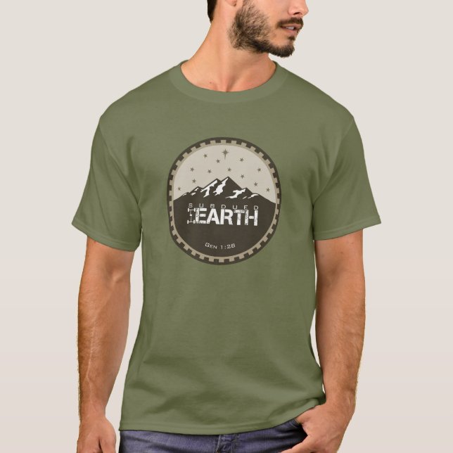 T-shirt rond modéré de logo de la terre [fatigue] (Devant)