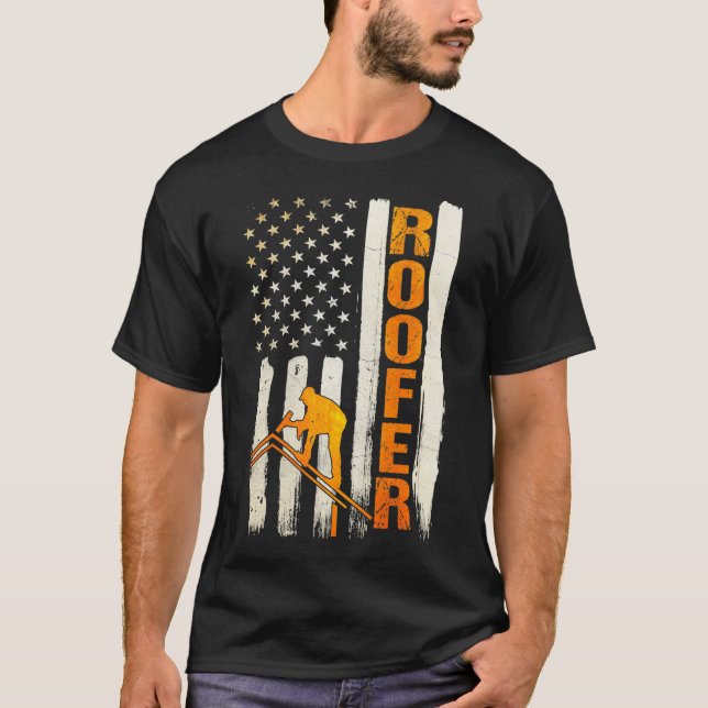 T-shirt Roofer Dons Design De Toiture Sur Le Dos De Vêteme (Devant)