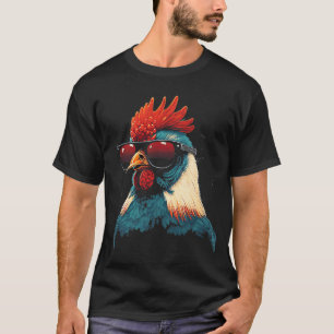 T-shirt Rooster cool portant lunettes de soleil Retro Vint