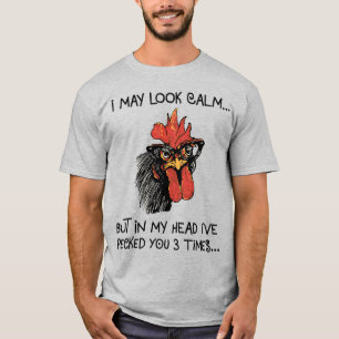 T-shirt Rooster Drôle/ Je Vous Ai Pecté Trois Fois