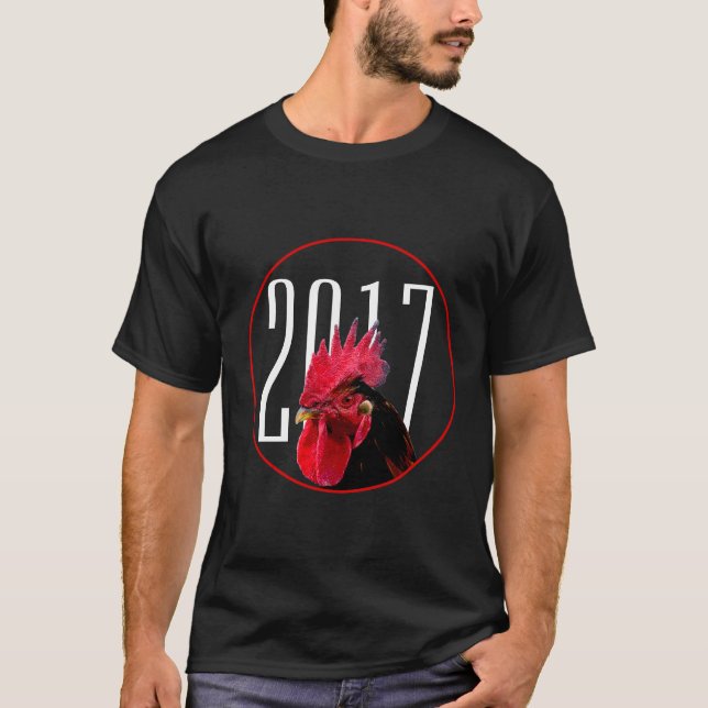 T-shirt Rooster Pixelisé Chinois Nouvel An 2017 Tee (Devant)