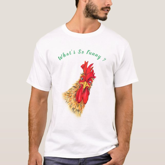 T-Shirt Rooster Surpris - Texte Personnalisé (Devant)