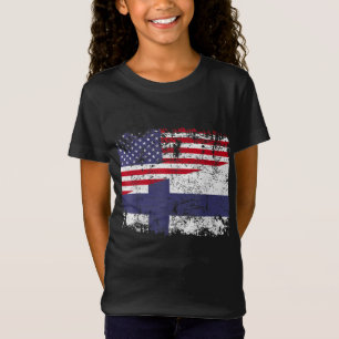 T-Shirt ROOTS FINLANDAIS Drapeau semi-américain USA FINLAN