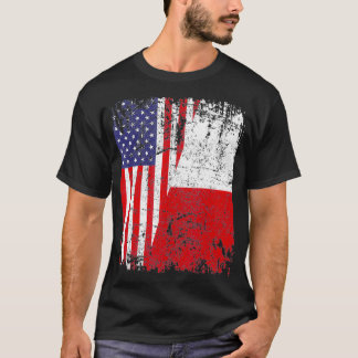 T-shirt ROOTS POLONAIS Drapeau semi-américain USA POLOGNE 