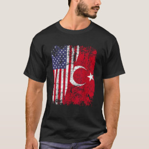 T-shirt ROOTS TURCS Drapeau semi-américain Drapeau USA DRA