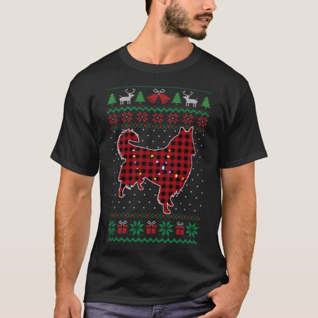 T-shirt Roough Collie Red Plaid Buffalo drôle laide Christ (Devant)