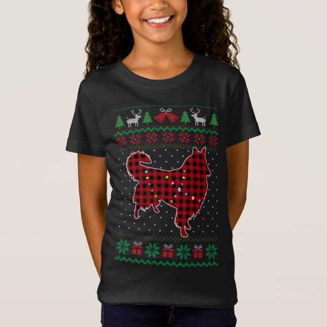 T-Shirt Roough Collie Red Plaid Buffalo drôle laide Christ (Devant)