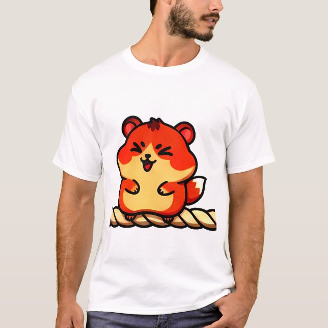 T-shirt Rope Giggles: Chibi Hamster in Red & Cream (Devant)