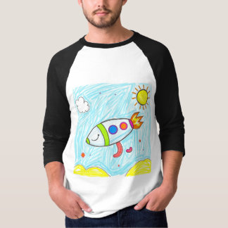 T-shirt Roquette colorée Doodle Amusant Space Art