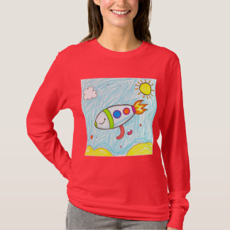 T-shirt Roquette colorée Doodle Amusant Space Art