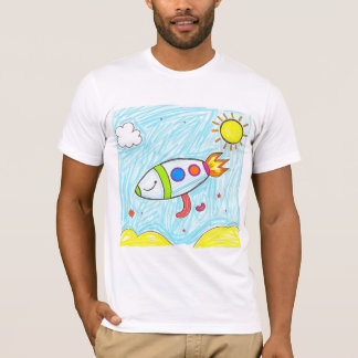 T-shirt Roquette colorée Doodle Amusant Space Art